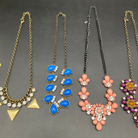 Mixed Fashion Costume Statement Necklace Lot of 5 Floral Geometric Rhinestone