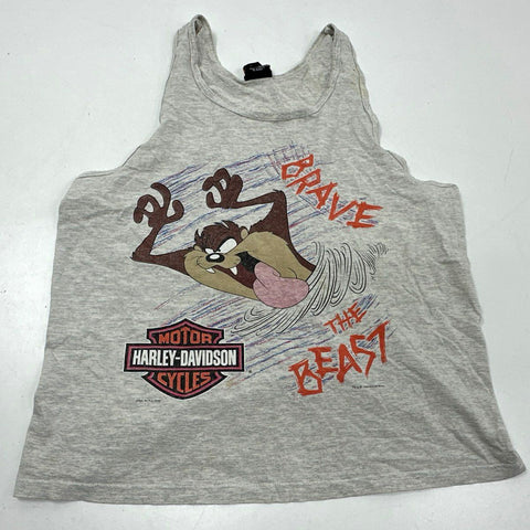 Vintage 1993 Harley Davidson Taz Brave The Beast Tank Top Single Stitch Sz L
