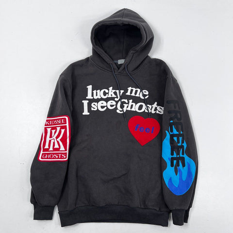 Kids See Ghosts Hoodie Dark Gray Camp Flog Gnaw Lucky Me Graphic XL