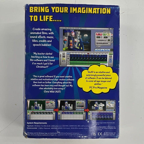 Zu3D Stop Motion Animation Kit HD Webcam Green Screen PC Mac iPad New Open Box