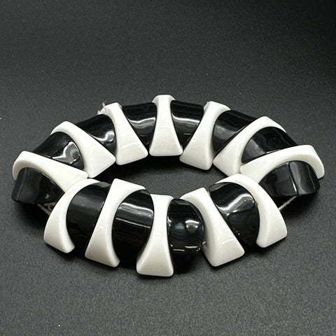 Black and White Jewelry Lot 8 Items Necklace Bracelet Earrings Polka Dot Retro