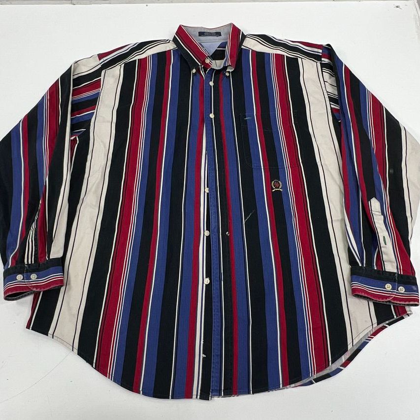 Lot 3 Vintage 90s Mens Button Up Shirts Tommy Hilfiger Alexander Julian L XL