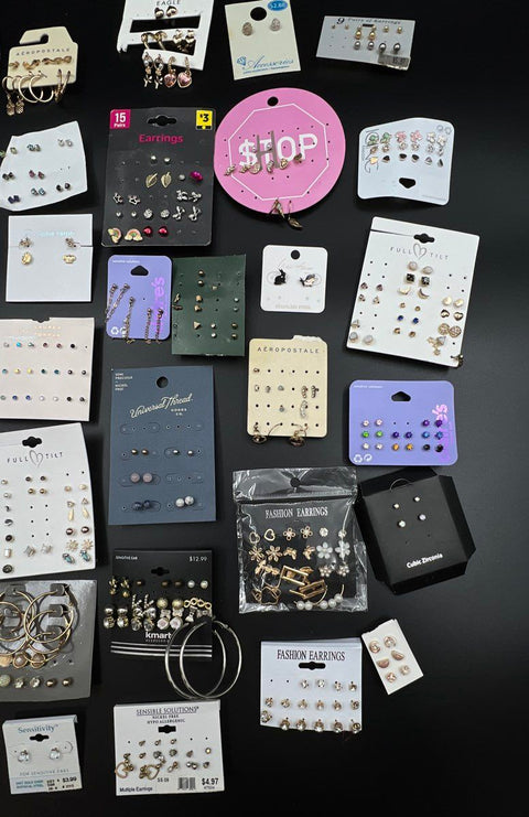 Mixed Costume Jewelry Lot Stud Hoop Earrings Claire's Aeropostale 0.75 lb