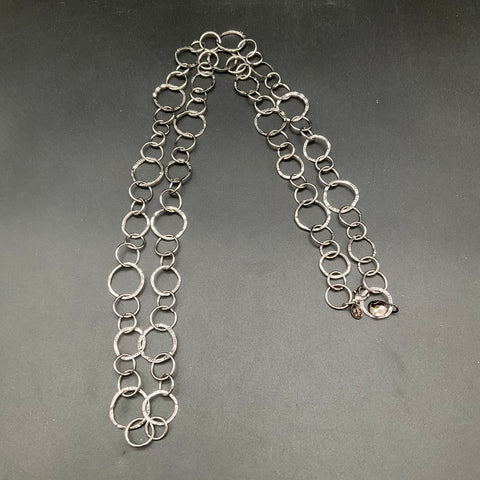 Cookie Lee Silver Tone Rhinestone Beaded Hammered Ring Necklace Jewelry Lot of 3