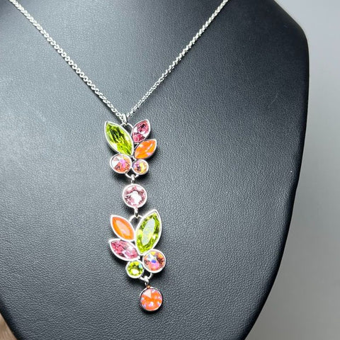 Touchstone Crystal Colorful Crystal Dangle Pendant Necklace