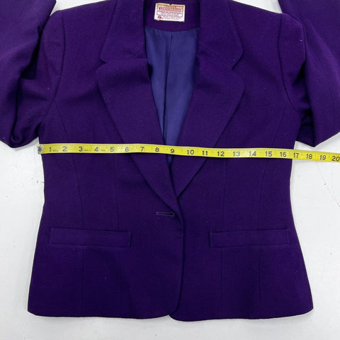 Vintage 90s Pendleton Purple 100% Virgin Wool Petite Blazer Jacket Sz 4