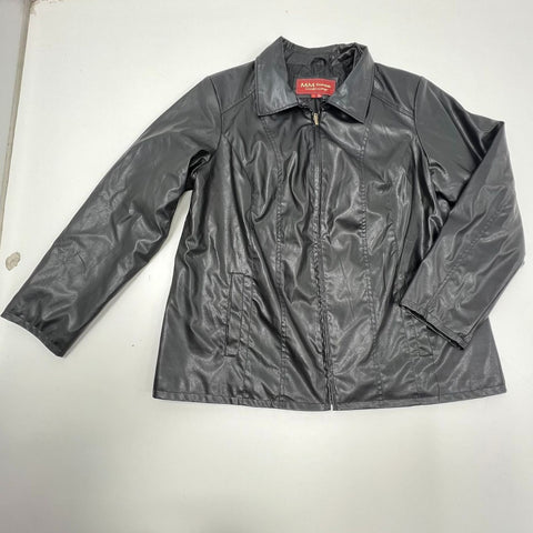 Vintage Y2K Marc Mattis Black Faux Leather Quilted Lined Jacket Women's 1X