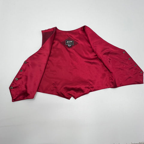 Vintage 90s Katch Me Burgundy Suede Leather Embroidered Western Vest Women's XL