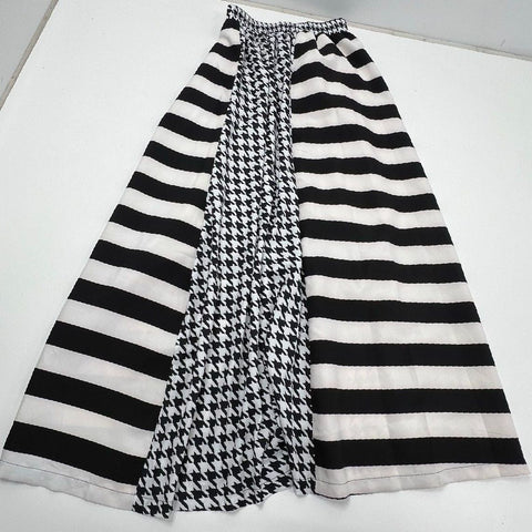TOV Women's Black White Houndstooth Stripe Split Maxi Skirt Size S NWT