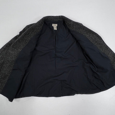 L.L. Bean Women's Gray Herringbone Wool Silk Blend Blazer Jacket Sz L