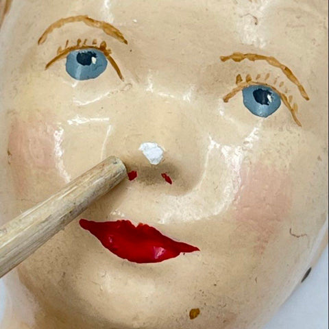 Vintage Mid-Century Chalkware Plaster Busts Wall Hanging Pair 6" Unsigned