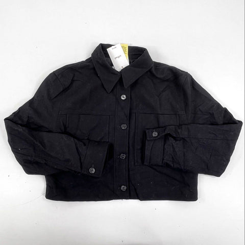Wilfred Women's Little Cropped Jacket Black Noir Button Front Sz L NWT