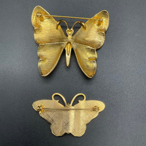 Vintage Gold Tone Animal Brooch Lot of 6 Butterfly Elephant Giraffe