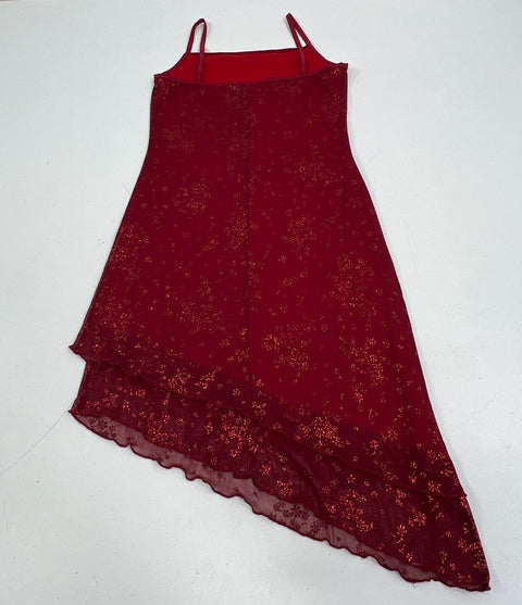 Vintage 90s Y2K Candy Rocket Glitter Mesh Asymmetrical Fairy Dress Sz S