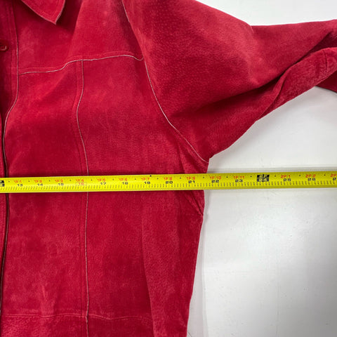 Vintage 90s Nygard Red Genuine Suede Leather Button Front Jacket Sz M