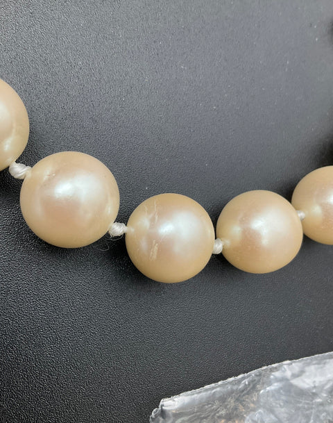 Vintage Carolee Signed Faux Pearl Necklace & Bracelet Set Silver Tone Knotted