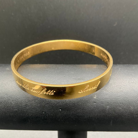 Kate Spade Gold Tone Happily Ever After Idiom Bangle Bracelet Wedding Bridal 8"