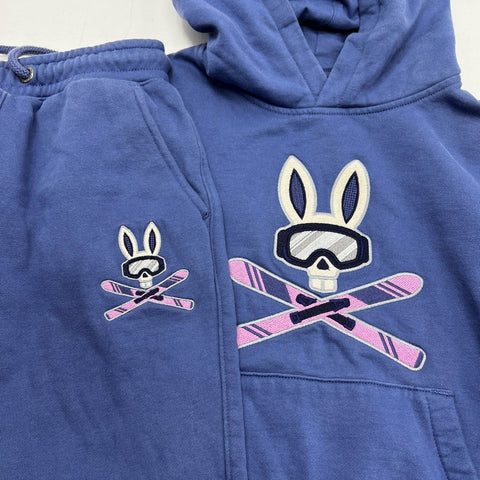 Psycho Bunny Boys Blue Ski Logo Hoodie and Joggers Sweatpants Set Size 5-6
