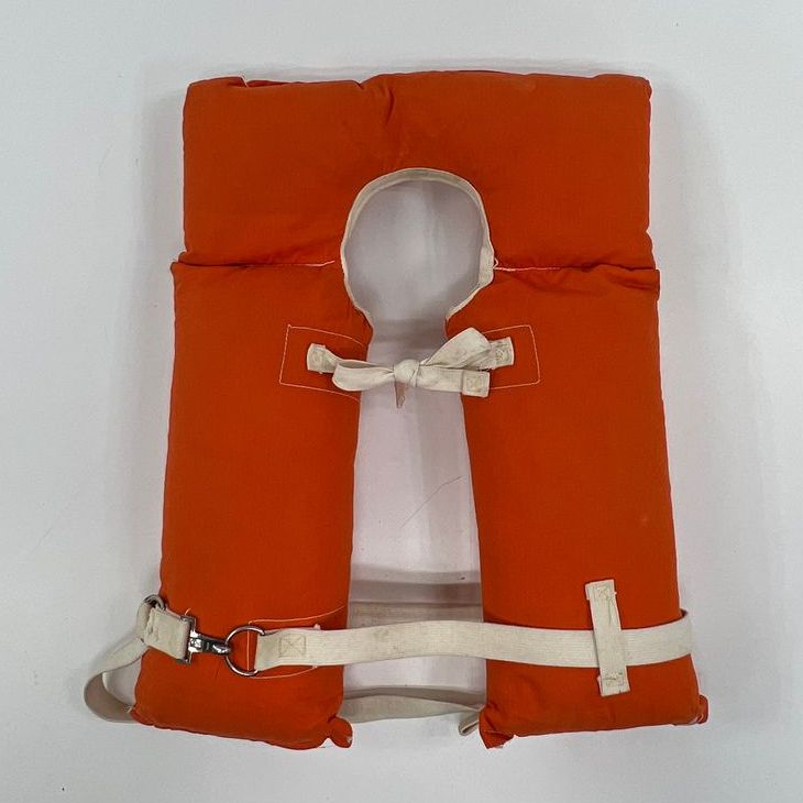 Vintage Life-Line AK-1 Orange Puffy Tie Front Life Vest with Clip Belt