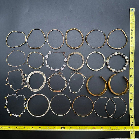 Mixed Style Costume Jewelry Lot of 70+ Gold Silver Tone Bangles Beaded Charms