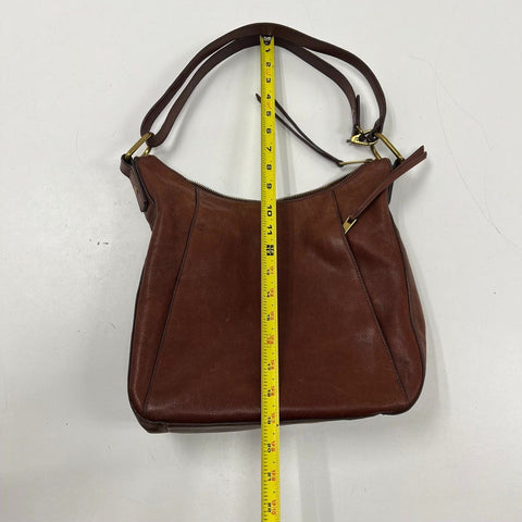 Fossil Brown Pebbled Leather Hobo Shoulder Bag Brass Hardware
