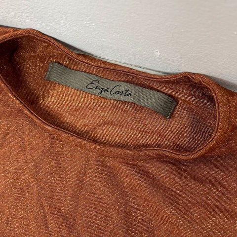 Enza Costa Copper Lurex Jersey Split Maxi Dress Women's XS NWT
