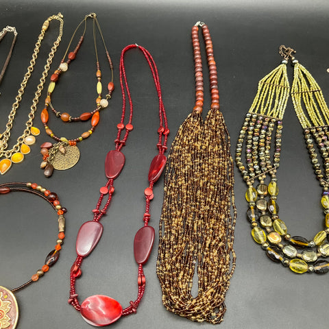 Boho Statement Necklaces Beaded Enameled Mixed Style Jewelry Lot of 9 1.2 lbs