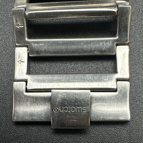 Vintage 2005 Swatch Swiss Made Stainless Steel Bangle Watch Square Face