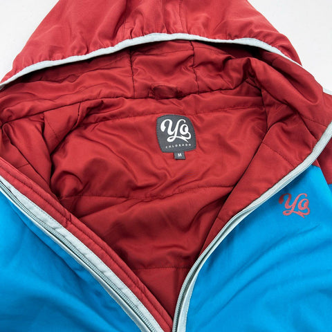 Yo Colorado Men's Colorblock Hooded Half Zip Pullover Jacket Red Blue Sz M