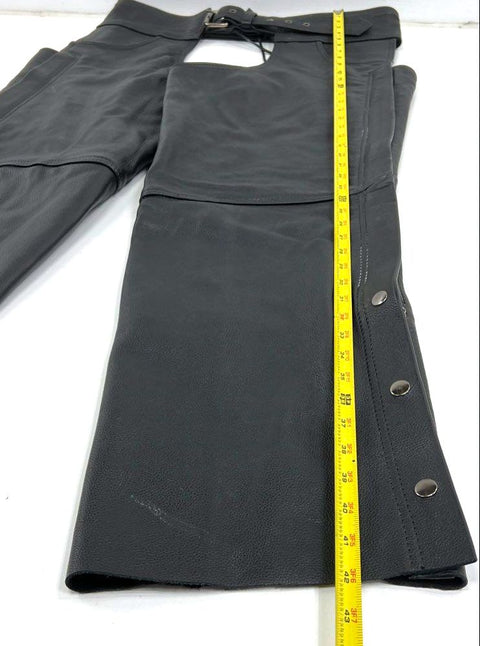 Biker's Gear Men's Black Leather Motorcycle Riding Chaps Size 2XL