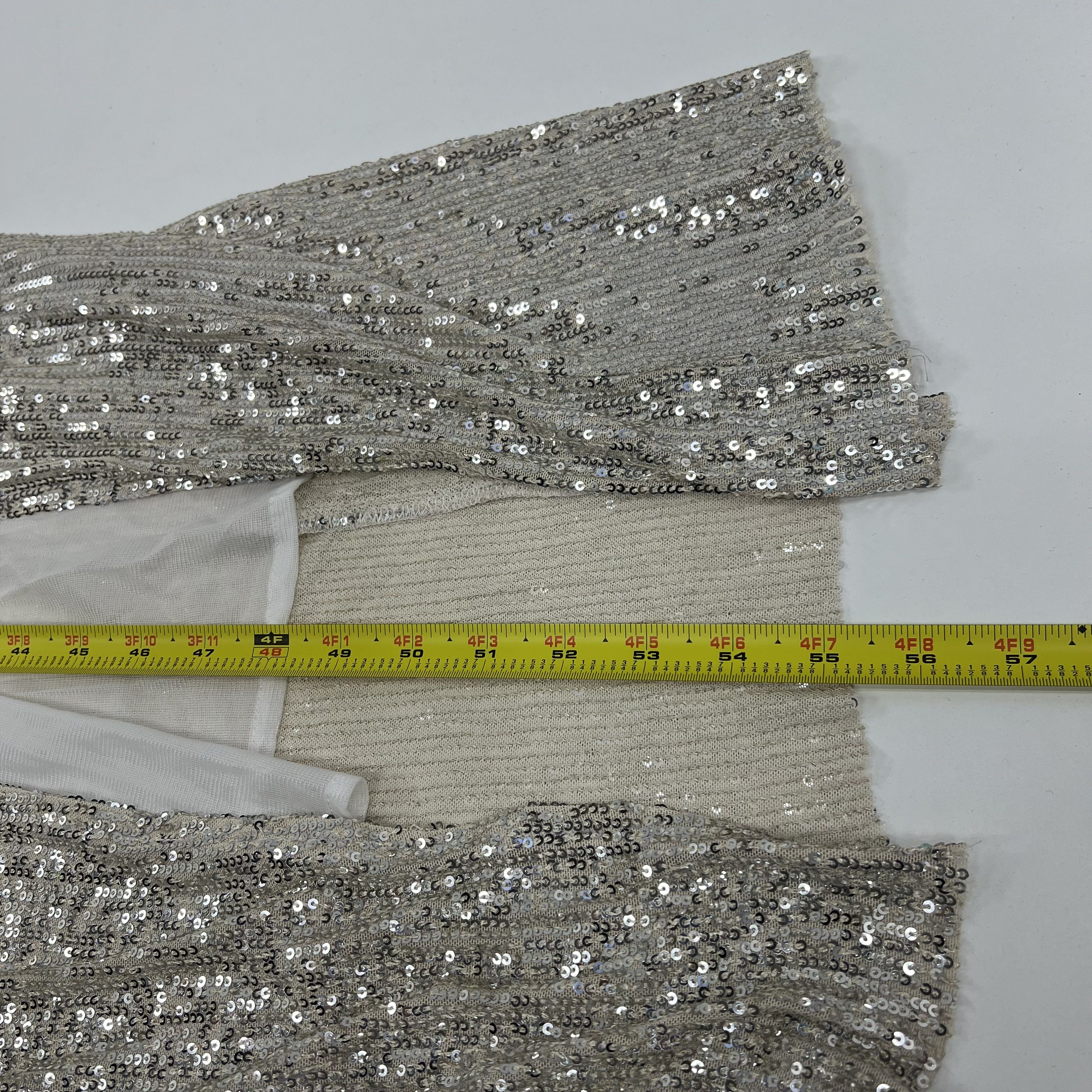 Lot of 2 Scrap Work Boutique Sequins Ivory Formal Dress Leg Slit Halter Med NWT