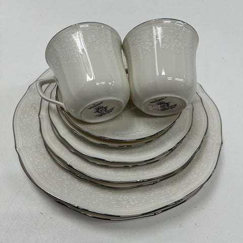 Noritake Chandon Platinum 10pc Dinnerware Set Service for 2 Ivory China