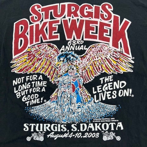Vintage 2003 Sturgis Bike Week 63rd Annual Biker Eagle T-Shirt Dbl Sided Sz XL