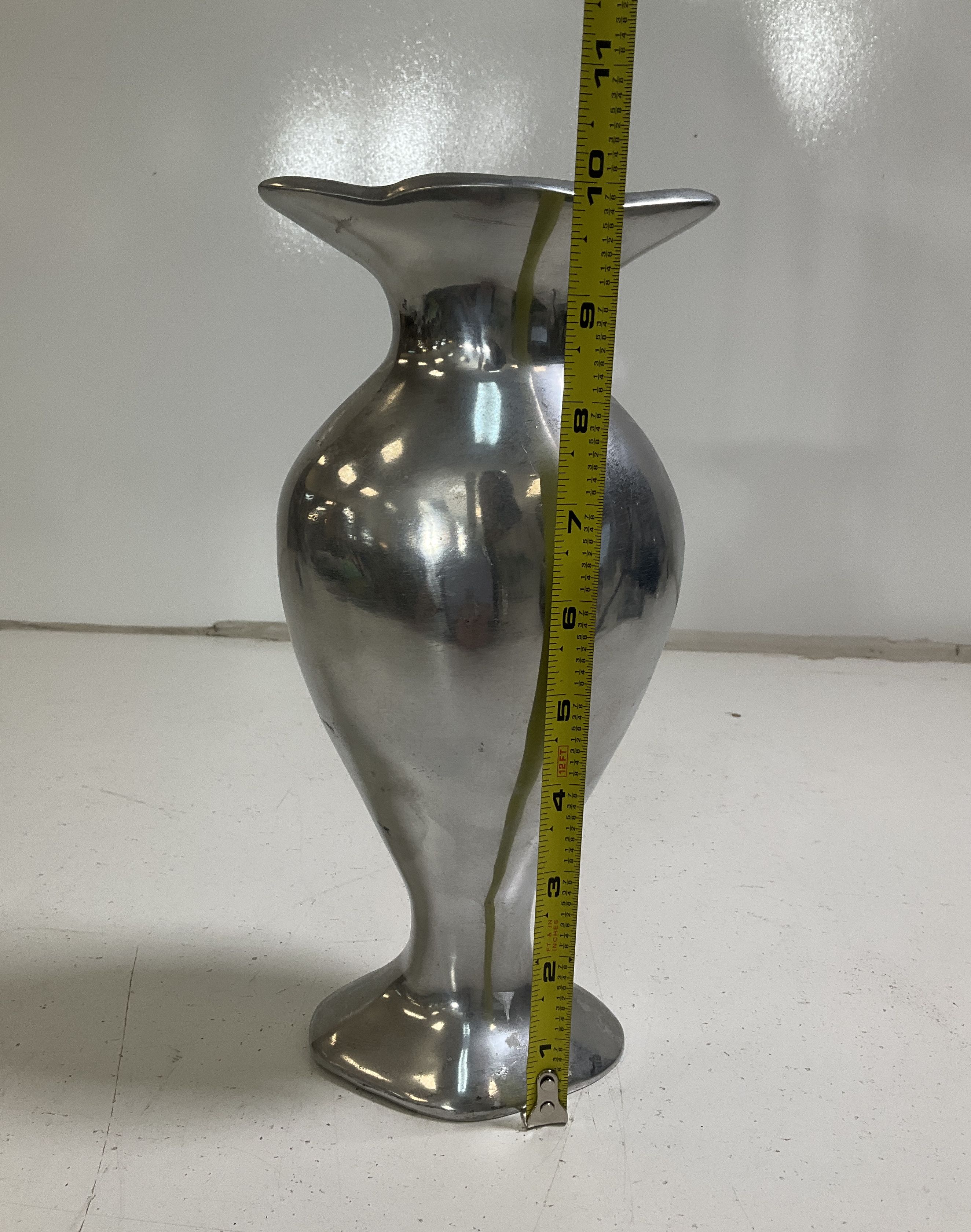 Vintage Mid-Century Modern MCM Cast Metal Biomorphic Sculptural Vase 10.5"