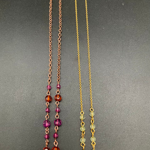 Vintage 1928 Jewelry Lot of 2 Necklaces Gold Copper Tone Rhinestone Bead