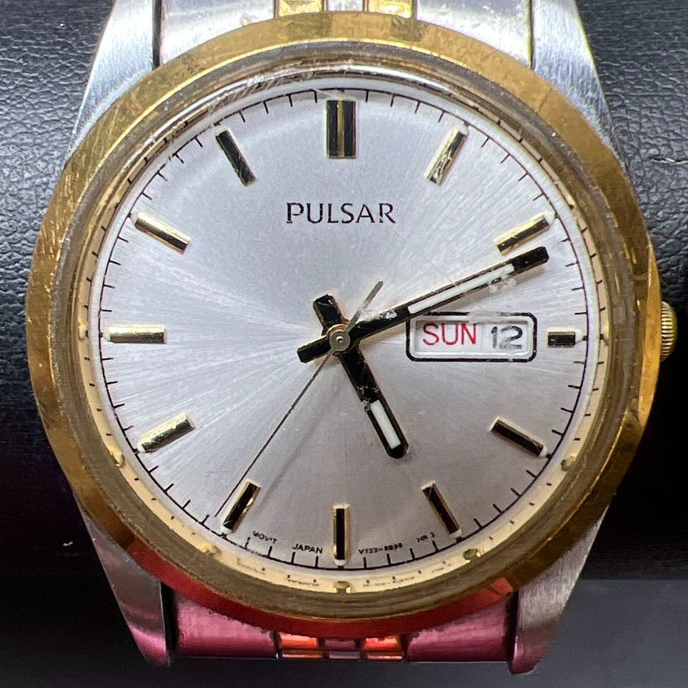 2 Pulsar Analog Date Watches Lot Untested for Parts or Repair