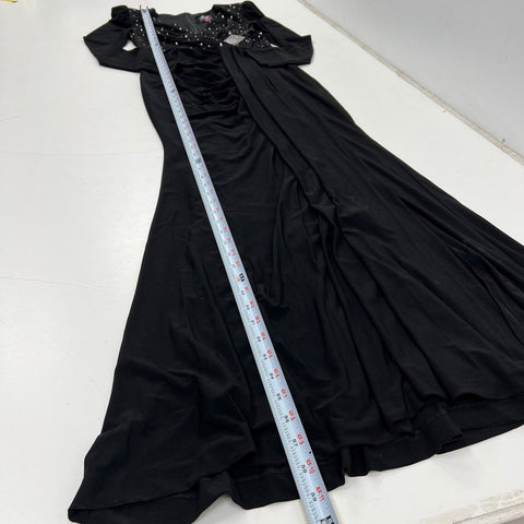 Vince Camuto Women's Black Rhinestone Long Sleeve Maxi Gown Dress NWT Size 6