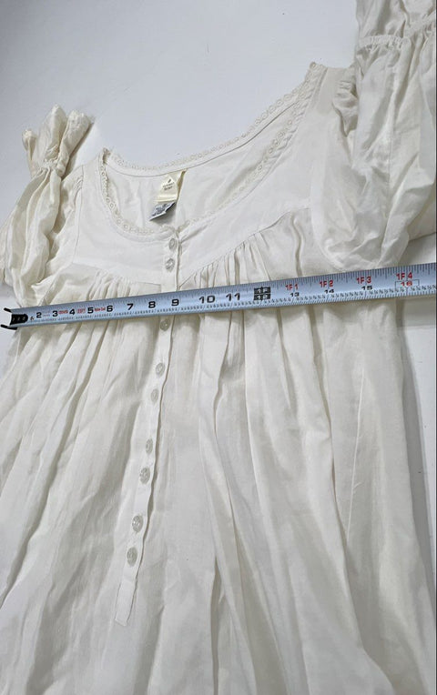 Vintage 90s Victoria's Secret Women's White 100% Cotton Prairie Nightgown Sz S