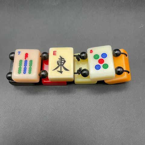 Vintage Retro Chunky Multicolored Plastic Lucite Mahjong Tile Beaded Bracelet 7"