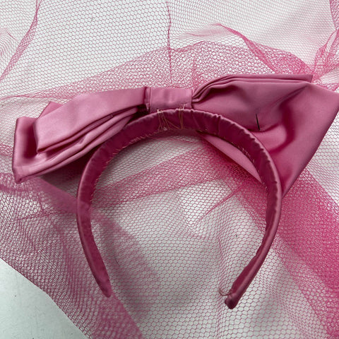 Vintage 60s T. & G. Bridal Women's Pink Satin Jacket & Headpiece Veils Set