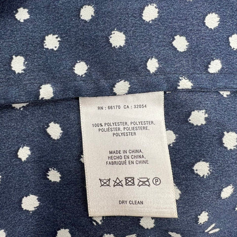 Maeve Navy Blue Polka Dot Long Sleeve Button Front Shirtdress Women's M