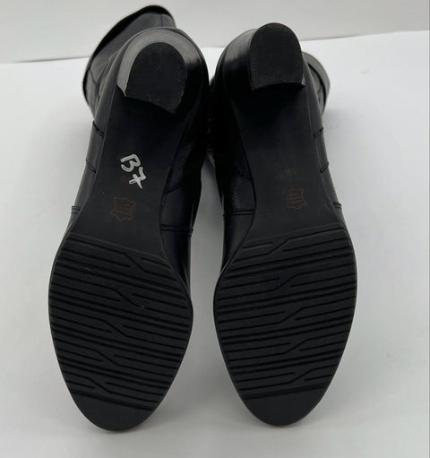 Talbots Black Leather Knee High Block Heel Side Zip Boots Size 6.5 B