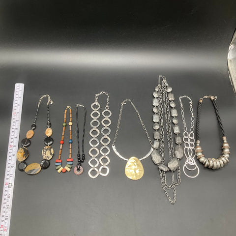 Mixed Fashion Statement Necklace Jewelry Lot of 8 Beaded Stone Bib Style