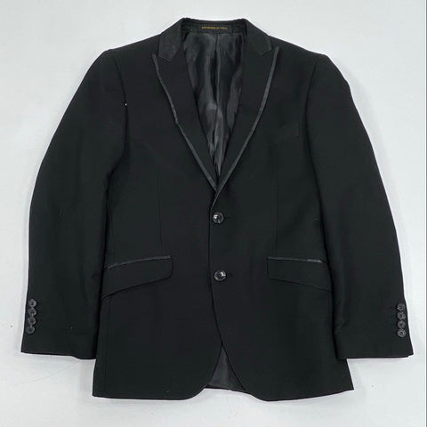 Lot of 2 Men's Italian Designer Suit Coat Blazer Jacket Black & Gray Wool