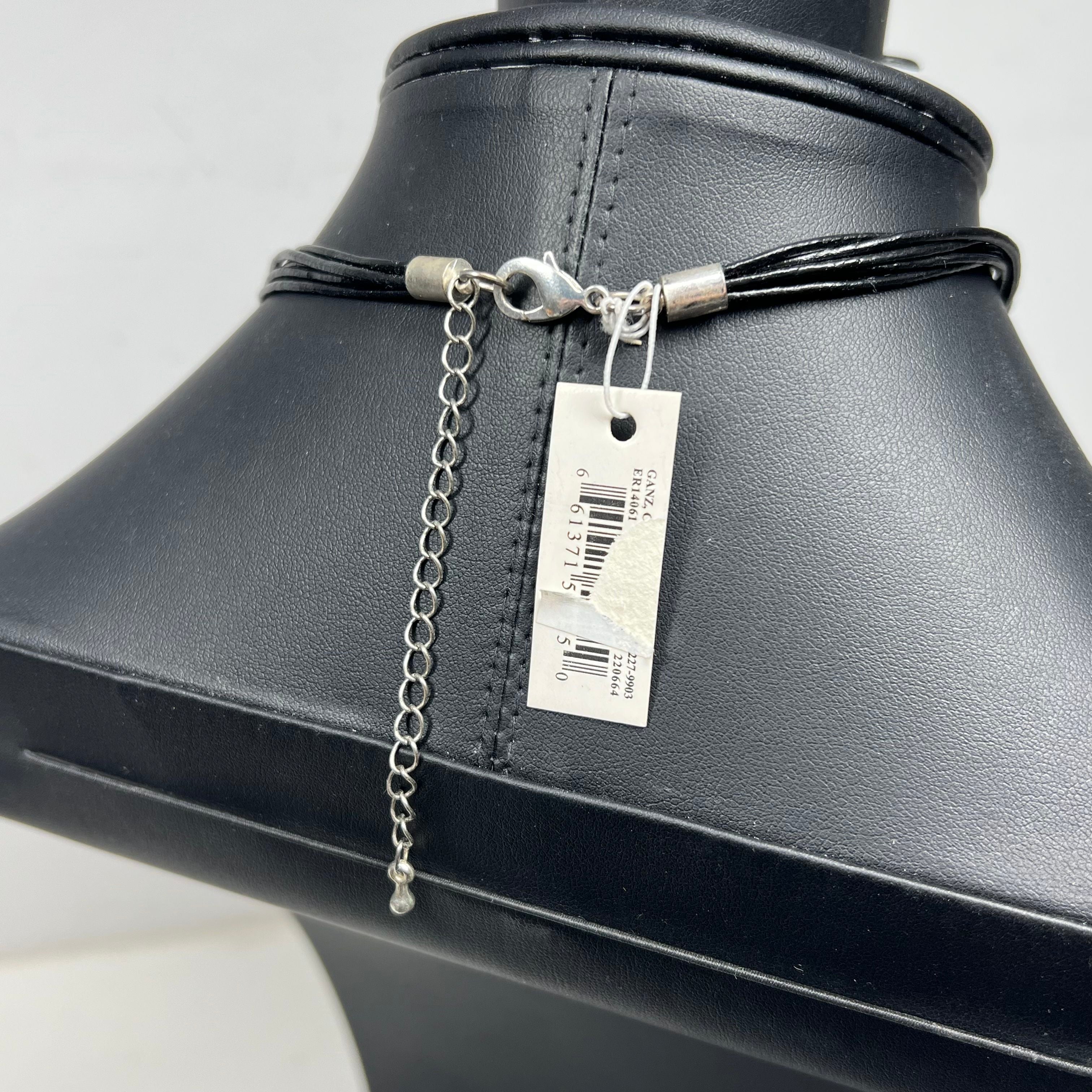 Vintage Ganz Heart Necklace Heart Pendant Silver Tone Black Cord