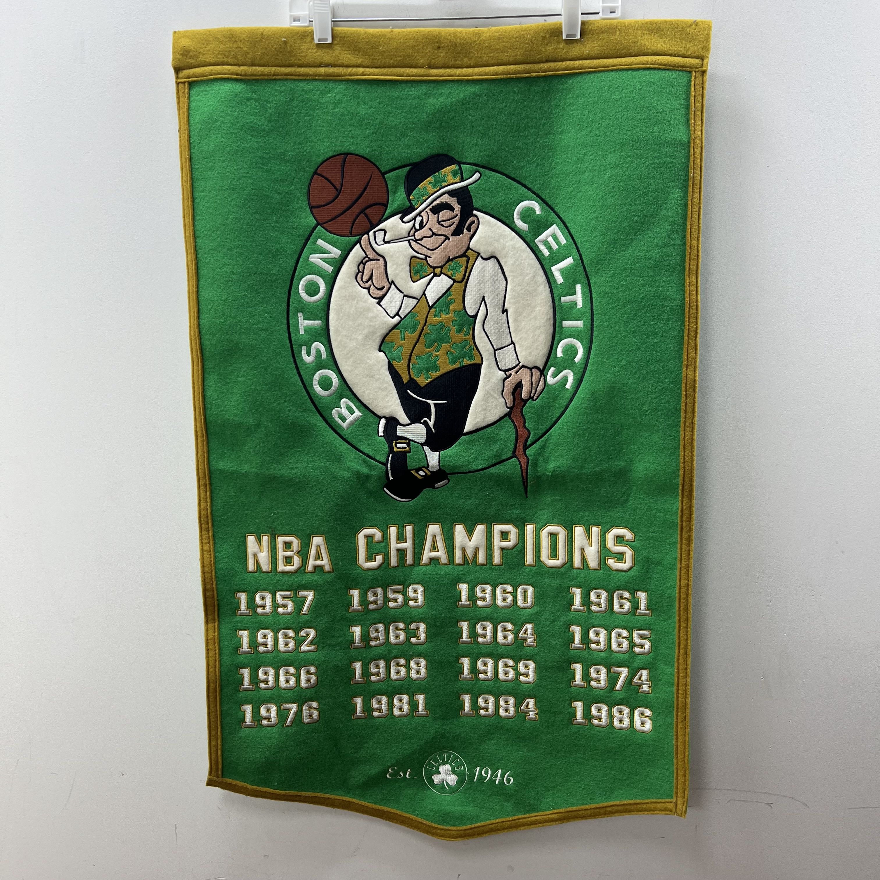 Winning Streak Boston Celtics NBA Champions Embroidered Wool Felt Banner