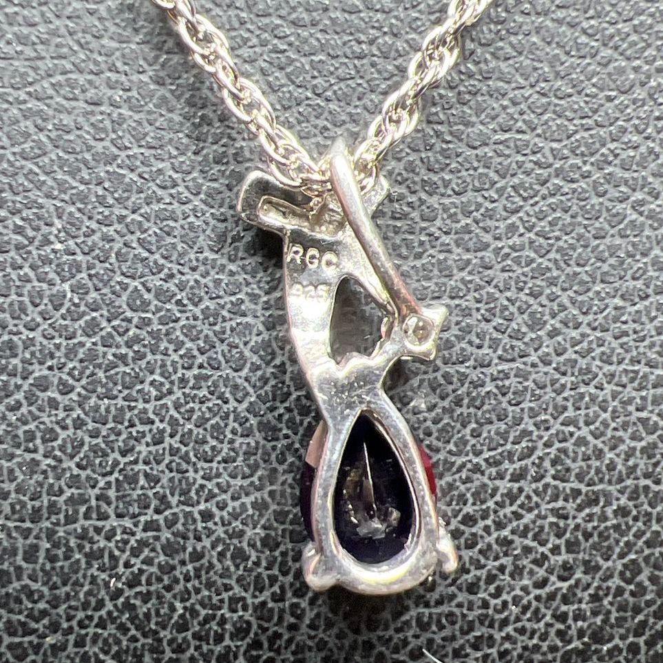 925 Sterling Silver Blue & Clear Gemstone Necklace 2.7g