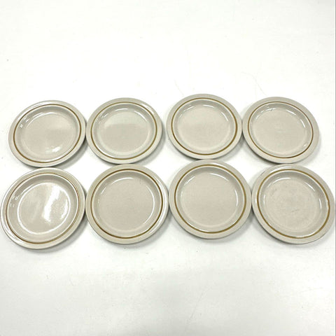 Kingsbury Stoneware Brown Band Plates and Bowls 15 Piece Set Japan Vintage