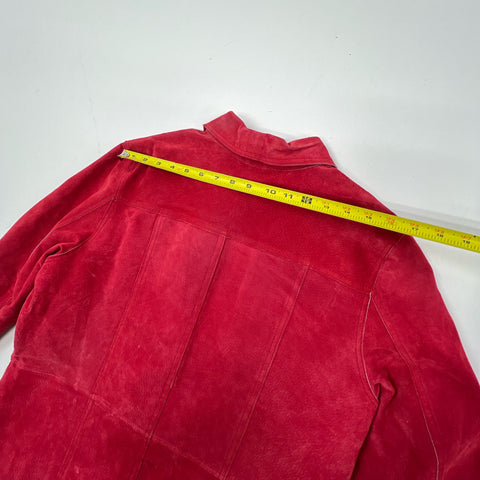 Vintage 90s Nygard Red Genuine Suede Leather Button Front Jacket Sz M