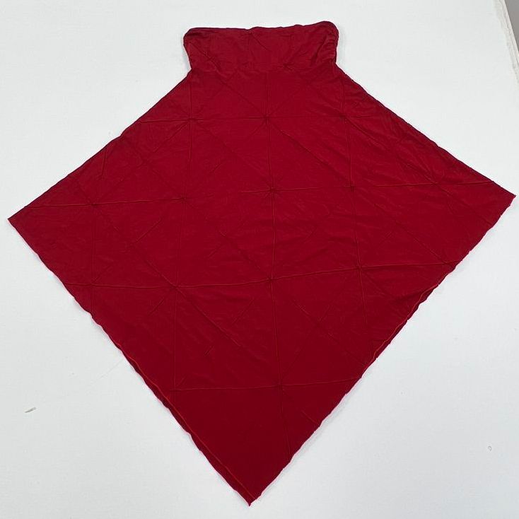 Caraucci Red Asymmetrical Lagenlook Tunic Top Dress Handkerchief Hem Bali